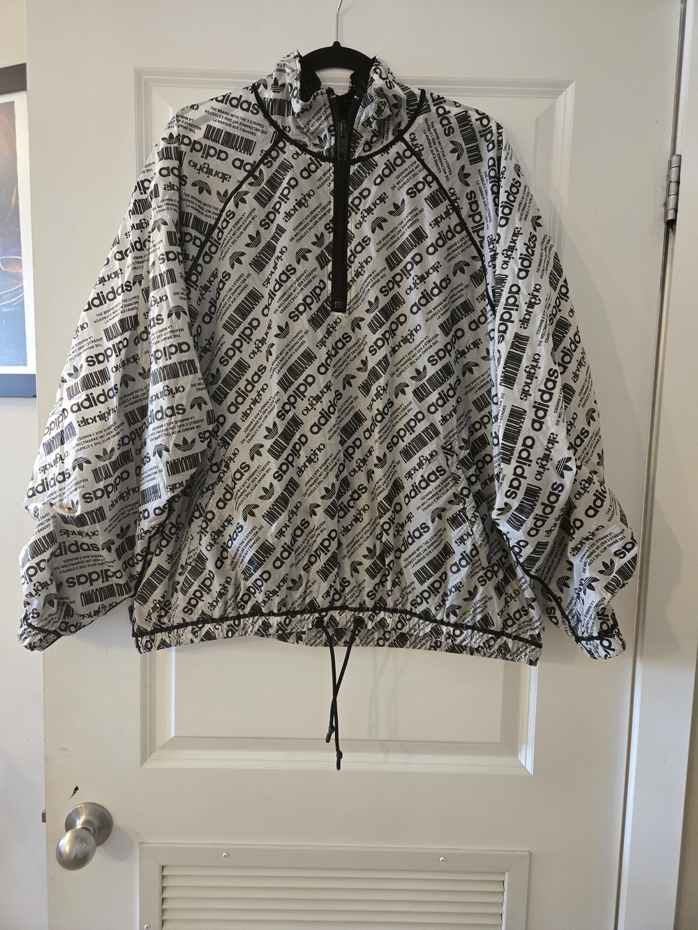 Adidas X Alexander Wang White & Black Logo Print Windbreaker